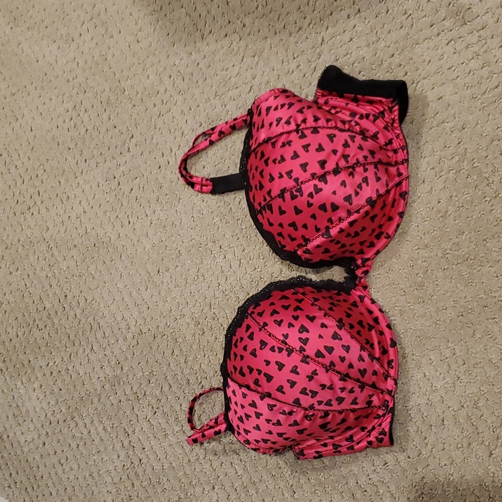 NEW Cacique Pink / black heart bra 42DD